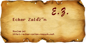 Ecker Zalán névjegykártya
